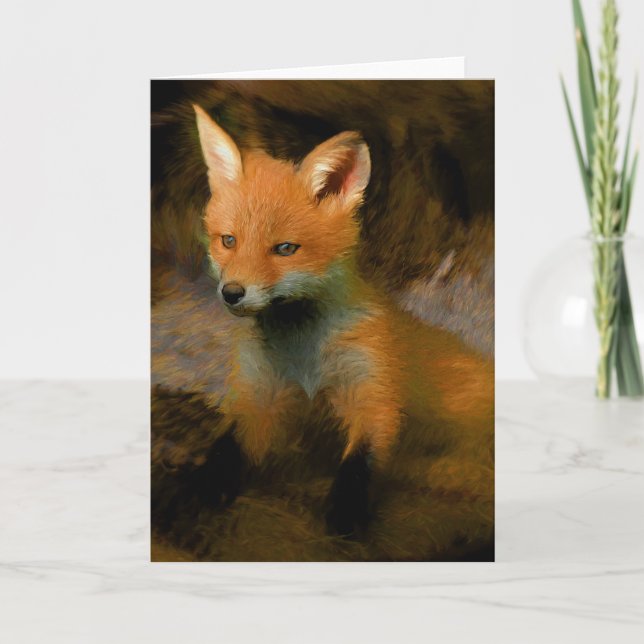 Little Baby Fox Unge Porträtt Card Kort (Framsida)