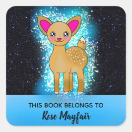 Little Baby Hjort i Twinkle Stars Fyrkantigt Klistermärke