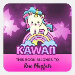 Little Baby Kattunge Unicorn med Twinkle Autumn Fyrkantigt Klistermärke