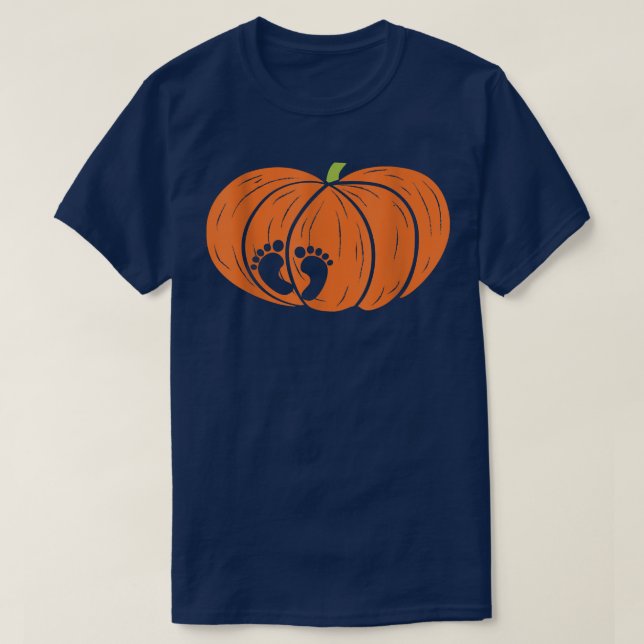 Little Baby Pumpkin Halloween Gravid Announceme T Shirt (Design framsida)