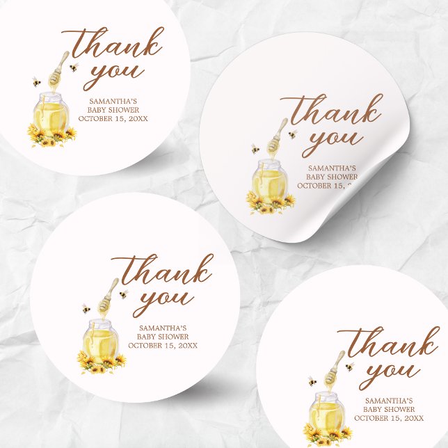 Little Baby Shower Runt Klistermärke (A Little Honey is on the way Baby Shower Sticker)