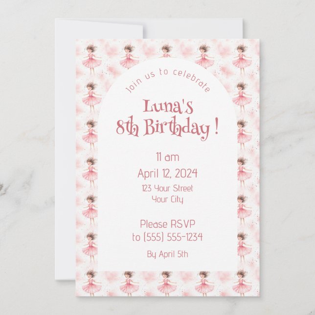 Little Ballerina #3 - Brunette Girl Inbjudningar (Framsida)