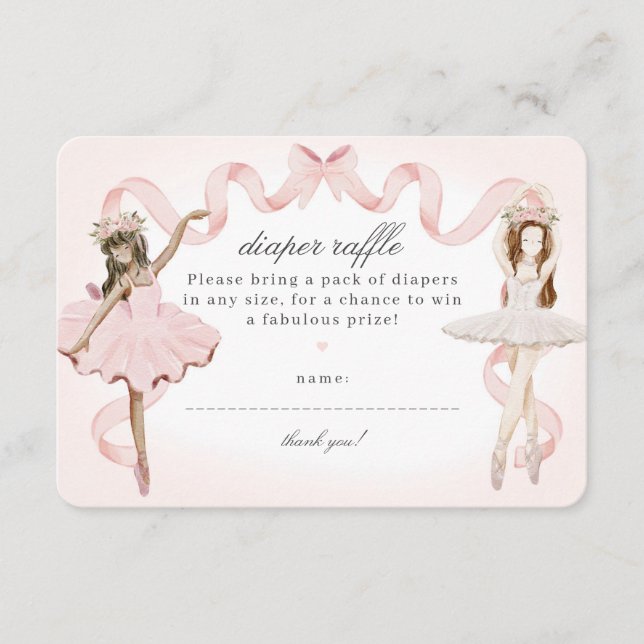 Little Ballerina Baby Shower Diaper Raffle Insert Tilläggskort (Framsida)