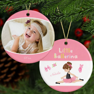 Little Ballerina Ballet Namn och Photo jul Julgransprydnad Keramik