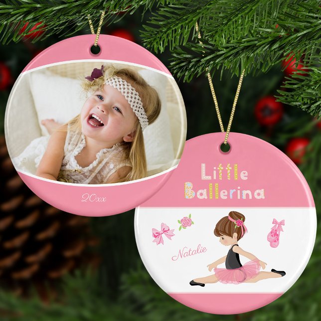 Little Ballerina Ballet Namn och Photo jul Julgransprydnad Keramik (Skapare uppladdad)