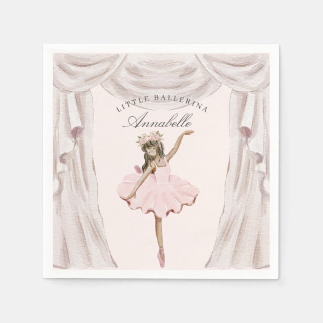 Little Ballerina Birthday Napkins Party Decor Pappersservett (Framsidan)