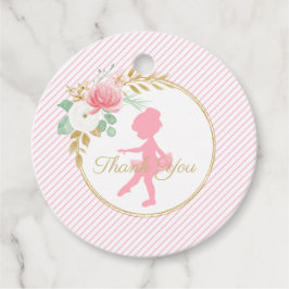 Little Ballerina blommigt och rand Tack Märkre Gåvor Etiketter