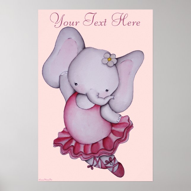 Little Ballerina Elephant Poster för barn (Framsidan)