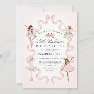 Little Ballerina Girl Ballet Birthday-inbjudan