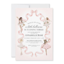 Little Ballerina Girl Ballet Birthday-inbjudan