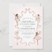 Little Ballerina Girl Ballet Birthday-inbjudan