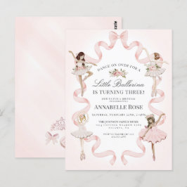 Little Ballerina Girl Ballet Birthday-inbjudan Vykort