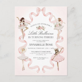 Little Ballerina Girl Ballet Birthday-inbjudan Vykort