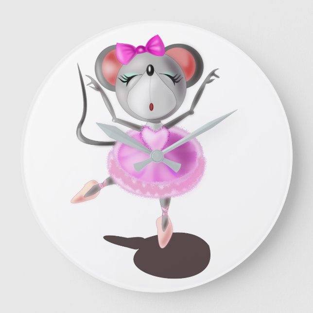 Little Ballerina Mouse Ballet Dancer - Din Färg Stor Klocka (Framsida)