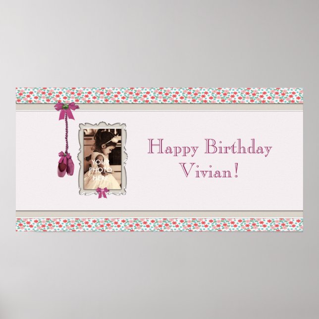 Little Ballerina Photo Frame Pink Party Banner Poster (Framsidan)