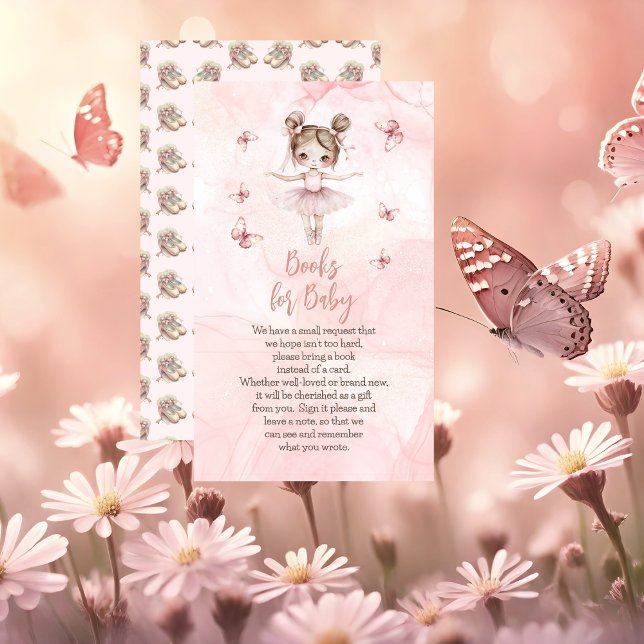 Little Ballerina Rosa Baby Shower Bokar för Baby Tilläggskort (Sweet Little Ballerina Is On The Way & We're TUTU Excited Pink Girl Baby Shower Books for Baby Card)