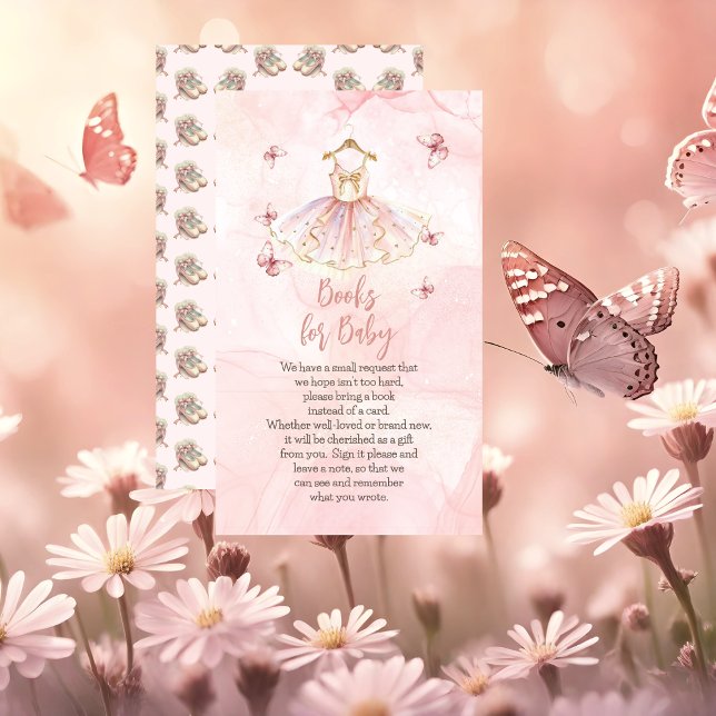 Little Ballerina Rosa Baby Shower Bokar för Baby Tilläggskort (Sweet Little Ballerina Is On The Way & We're TUTU Excited Pink Girl Baby Shower Books for Baby Card)