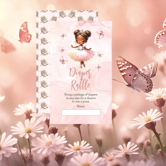 Little Ballerina Rosa Baby Shower Raffle Tilläggskort (A Sweet Little Ballerina Is On The Way & We're TUTU Excited Pink Girl Baby Shower Diaper Raffle Card)