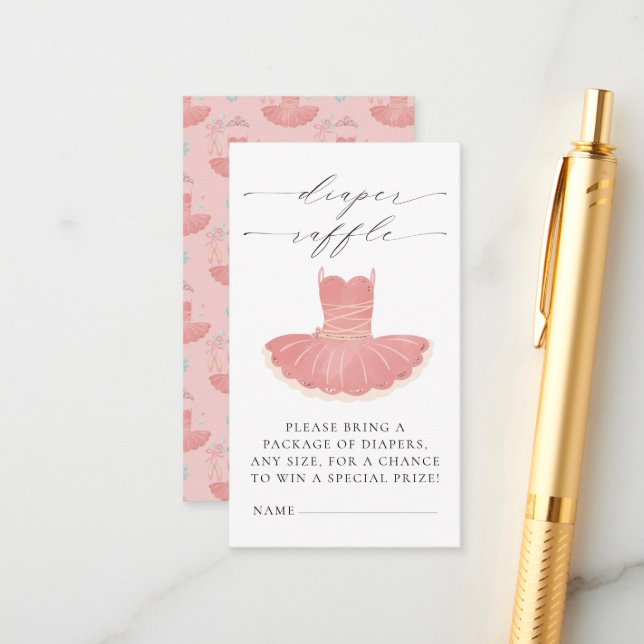 Little Ballerina Rosa Baby Shower Raffle Tilläggskort (Fram/Back In Situ)