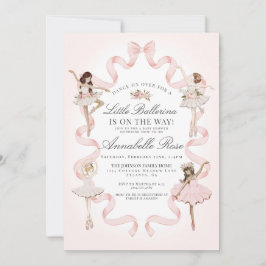 Little Ballerina Rosa Ballet Girl Baby Shower Invi