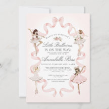 Little Ballerina Rosa Ballet Girl Baby Shower Invi