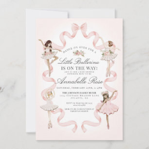 Little Ballerina Rosa Ballet Girl Baby Shower Invi