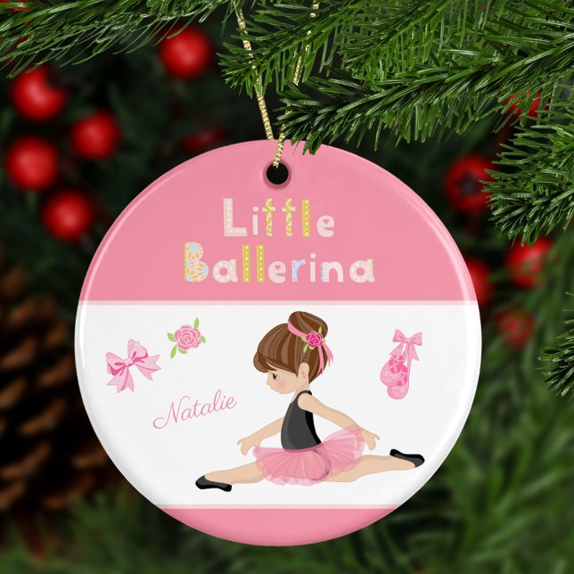 Little Ballerina Rosa Ballet Girls Namn jul Julgransprydnad Keramik (Skapare uppladdad)