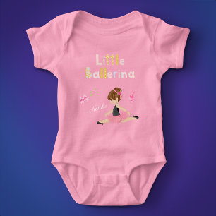 Little Ballerina Rosa Ballet Girls Namn T Shirt