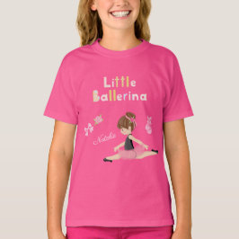 Little Ballerina Rosa Ballet Girls Namn T-Shirt