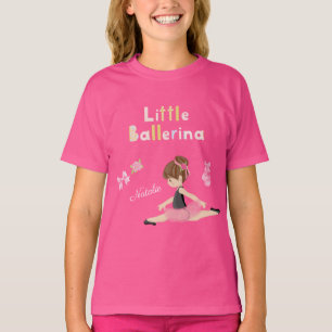 Little Ballerina Rosa Ballet Girls Namn T-Shirt