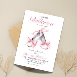 Little Ballerina Rosa Bow Girl Baby Shower Inbjudningar