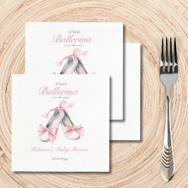 Little Ballerina Rosa Bow Girl Baby Shower Pappersservett