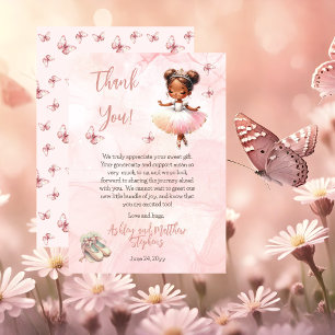 Little Ballerina Rosa Girl Baby Shower Tack Kort