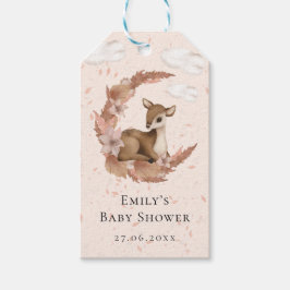 Little Bambi & Flowers Pastel Rosa Baby Birthday Presentetikett
