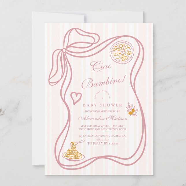 Little Bambina Rosa Italy Baby Shower Inbjudningar (Framsida)