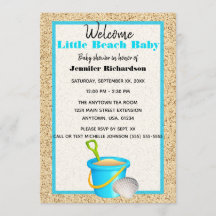 Little Beach Baby Teal Sand Pail Baby Shower
