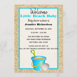 Little Beach Baby Teal Sand Pail Baby Shower Inbjudningar