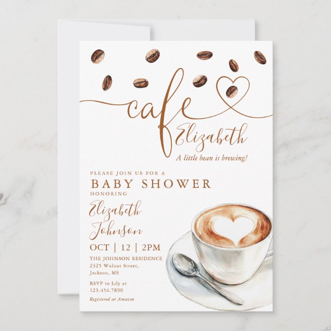 Little Bean Brewing Cafe Coffee Baby Shower Inbjudningar (Framsida)