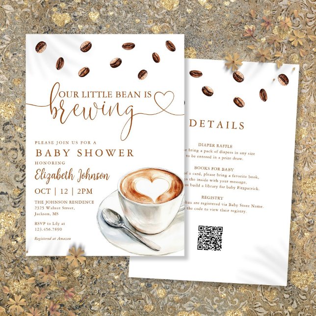 Little Bean Brewing Coffee Baby Shower All In One Inbjudningar (Little Bean Brewing Coffee Baby Shower All In One Invitation)