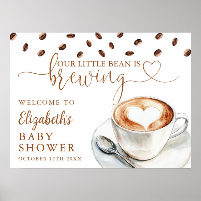 Little Bean Coffee Baby Shower Welcome Sign Poster (Framsidan)