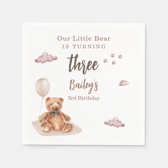 Little Bear Any Age Birthday Pappersservett (Framsidan)