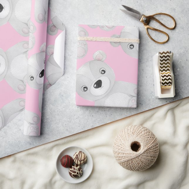 Little Bear Baby Shower Birthday Girl Presentpapper (Hantverk)