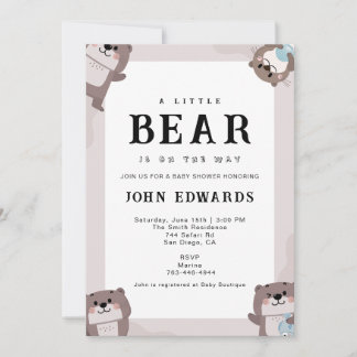 Little Bear Baby Shower Invitation Design Inbjudningar