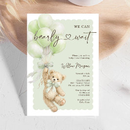 Little Bear Baby Shower Teddy Bear Balloons Inbjudningar