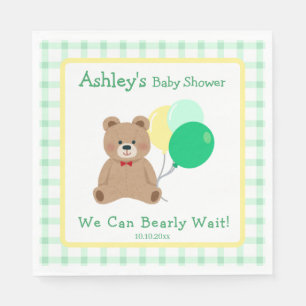 Little Bear + Ballonger Könsneutrala Baby Shower Pappersservett