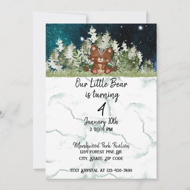 Little Bear Birthday Inbjudan (Framsida)