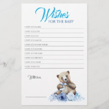 Little Bear Blue Blommigt Baby Shower Game