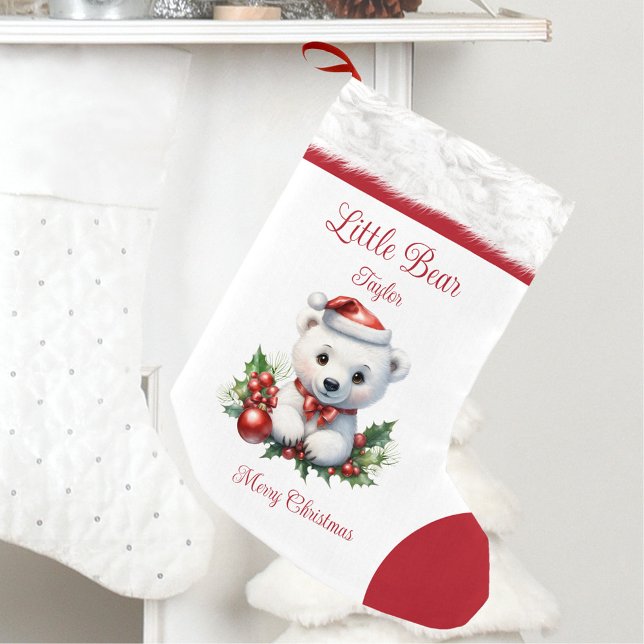 Little Bear Namn Family Matching Cute Kids Liten Julstrumpa (Little Bear Name Family Matching Cute Kids Small Christmas Stocking)