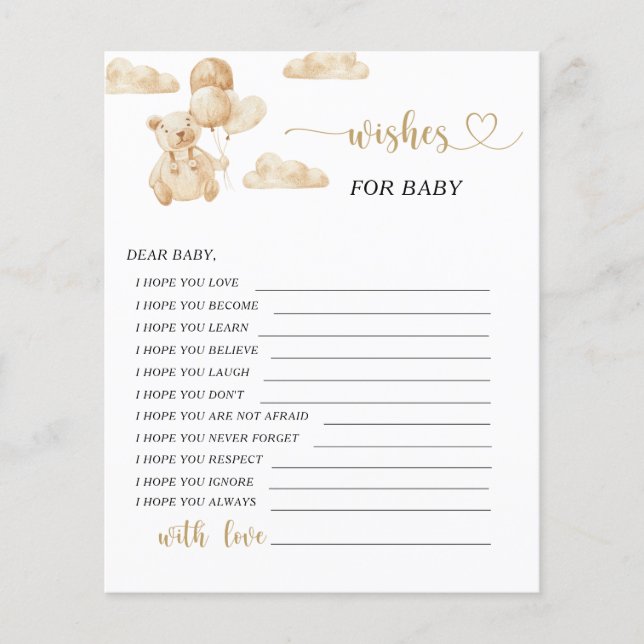 Little Bear Önskemål för baby-kort (Framsida)
