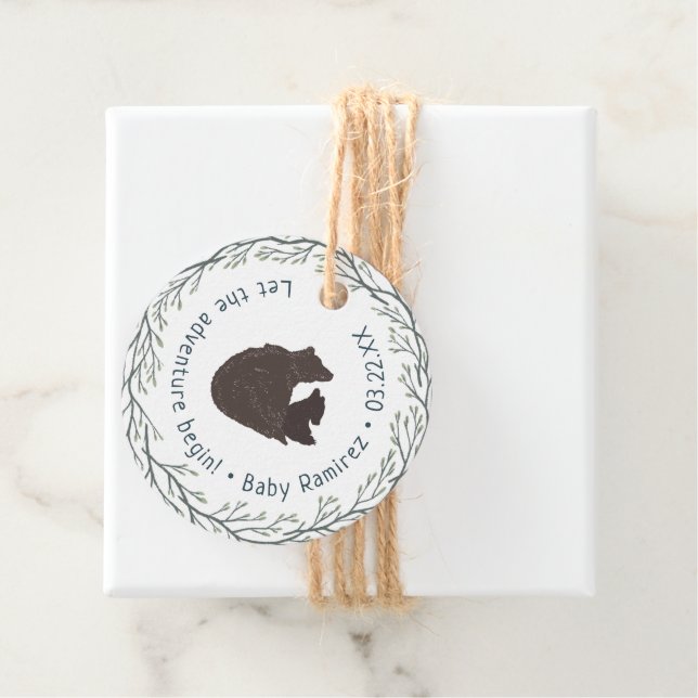 Little Bear Rustic Baby Shower Gåvor Etiketter (På plats)